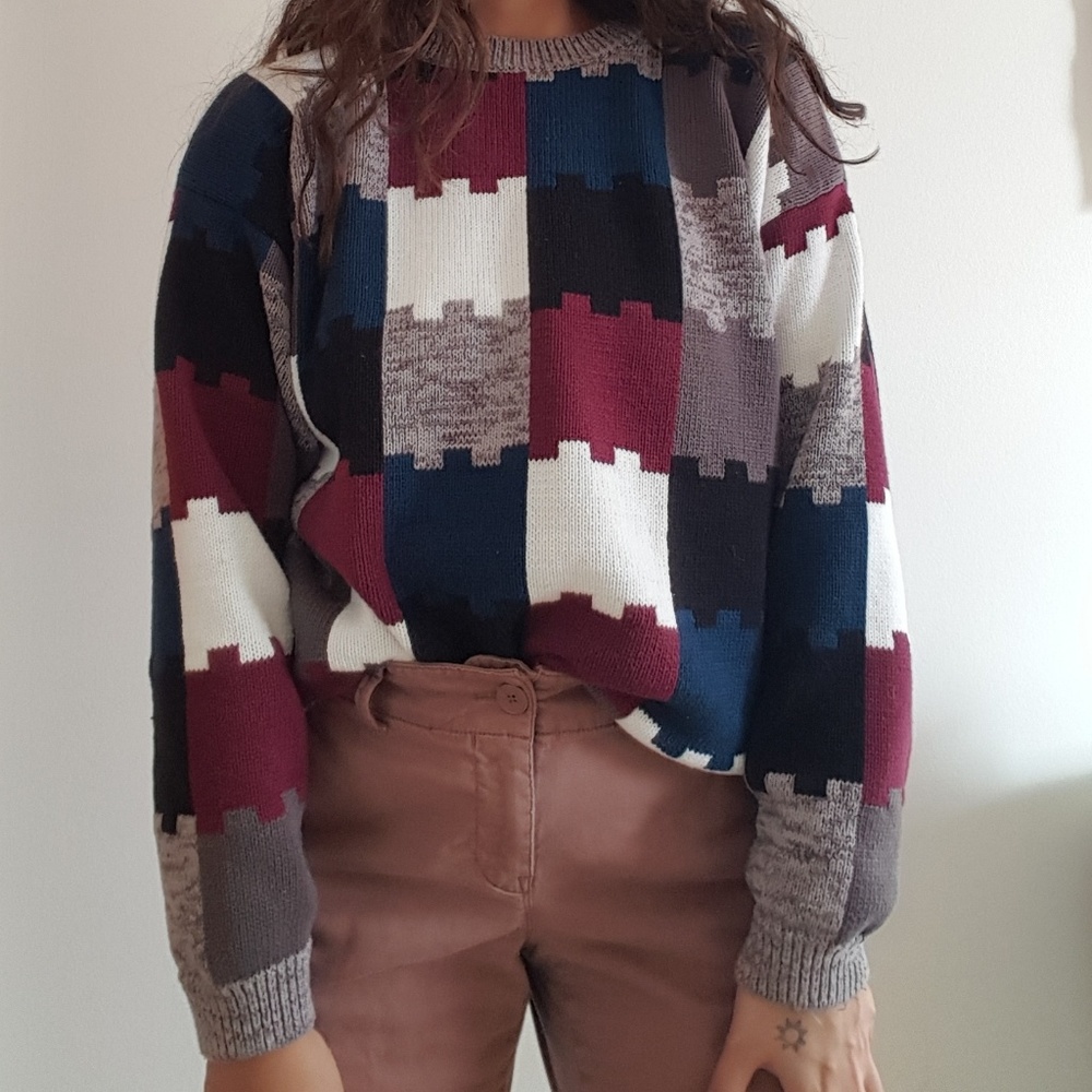 Geometric Puzzle Print Sweater